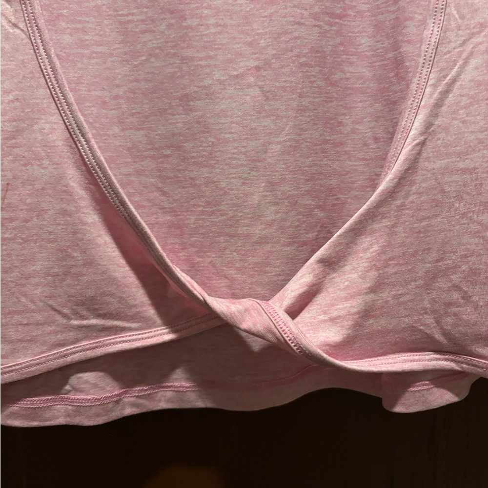 NWT Fabletics Dry-Flex Open Back Twist Short Sleeve Tee in Pink Sunset Heather - Picture 10 of 11